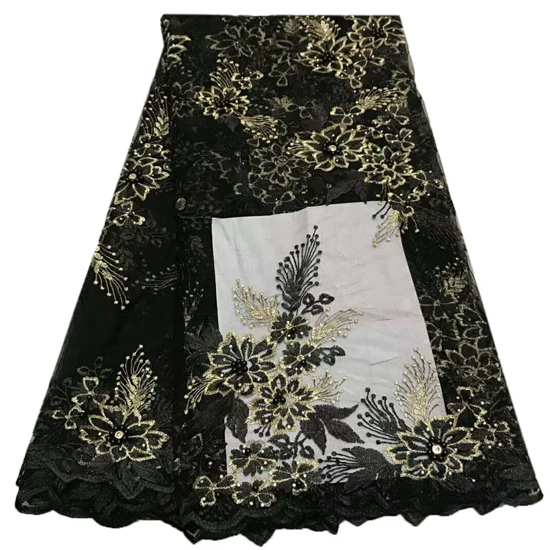 HFX Beaded Black/Gold Embroidery French Evening Dress Lace 5 Yards African Tulle Lace Fabric Latest Nigerian Net Laces X992-6
HFX Beaded Black/Gold Embroidery French Evening Dress Lace 5 Yards African Tulle Lace Fabric Latest Nigerian Net Laces X992-6