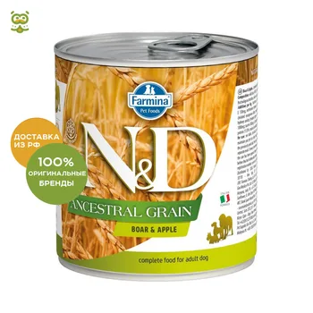 N&D Dog Ancestral Grain Adult консервы для собак всех пород, Кабан и яблоко, 285 гр.
N&D Dog Ancestral Grain Adult консервы для собак всех пород, Кабан и яблоко, 285 гр.