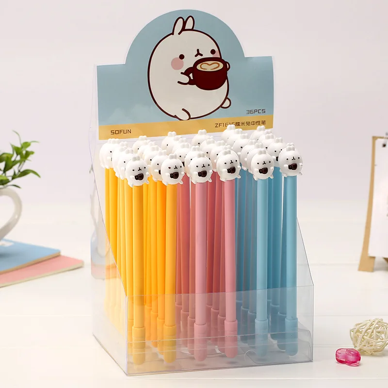 36 pcs/lot Molang Rabbit gel pen Cute Cartoon 0.5 mm black ink pen Stationery Promotional Gift school office writing supplies
36 pcs/lot Molang Rabbit gel pen Cute Cartoon 0.5 mm black ink pen Stationery Promotional Gift school office writing supplies