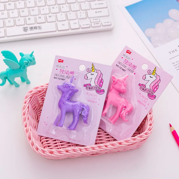 Фото 10 set/lot Creative Unicorn horse Eraser Set /erasers suit/creative student stationery/children gift erasers  Канцтовары для | Eraser (32955283678)