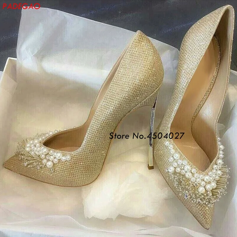Fashion Pearl Crystal High Heels Shoes New Women's Sexy Pointed Toe Wedding Shoes Bride Dress Shoes 12 cm/10 cm
Fashion Pearl Crystal High Heels Shoes New Women's Sexy Pointed Toe Wedding Shoes Bride Dress Shoes 12 cm/10 cm