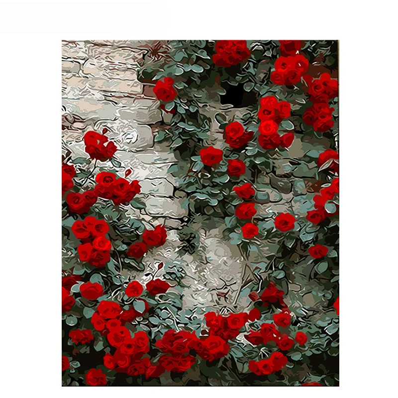 Безрамная Картина Красная роза для домашнего декора DIY живопись по номерам цветы