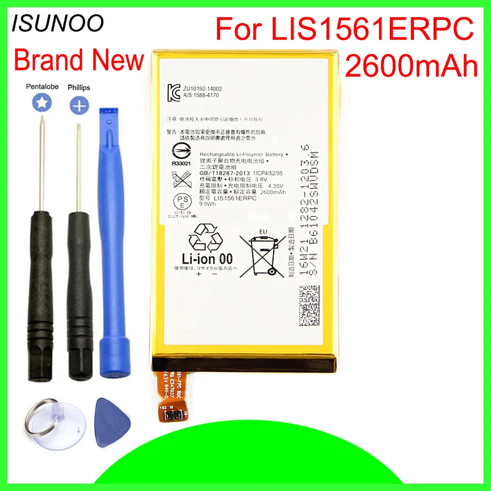 ISUNOO 2600mAh LIS1561ERPC Battery for Sony Xperia Z3 Compact Z3c mini D5803 D5833 For C4 E5303 E5333 E5363 E5306 With Tools
ISUNOO 2600mAh LIS1561ERPC Battery for Sony Xperia Z3 Compact Z3c mini D5803 D5833 For C4 E5303 E5333 E5363 E5306 With Tools
