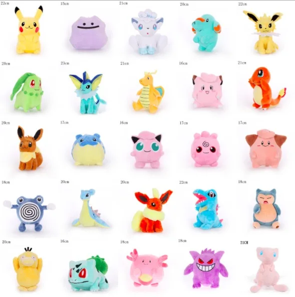 Pocket Animals Pikachu Slowking Bulbasaur Dragonite Venusaur Pichu Gengar Jigglypuff Vulpix Stuffed Plush Dolls Kids Toy TFA1411
Pocket Animals Pikachu Slowking Bulbasaur Dragonite Venusaur Pichu Gengar Jigglypuff Vulpix Stuffed Plush Dolls Kids Toy TFA1411