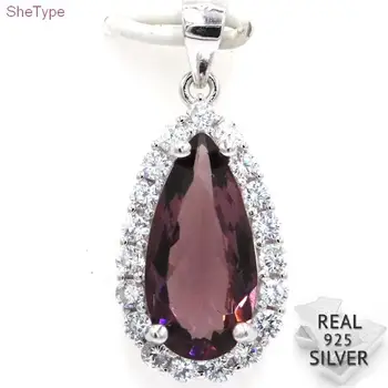

SheType Drop Water 3.14g Purple Amethyst CZ Gift For Girls 925 Solid Sterling Silver Pendant 21x12mm