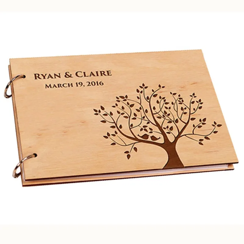 

Personalized Guest Book Wood Tree Wedding Book Rustic Guestbook Wedding Ablum A4 Custom Name Date Guest Book Alternatives