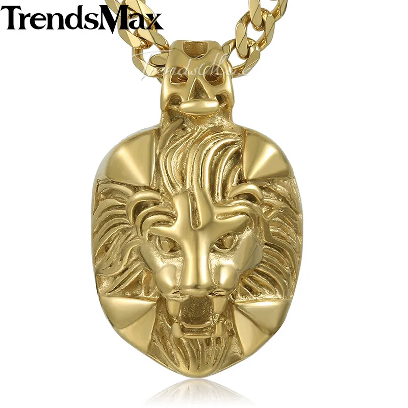 Trendsmax King Lion Pendant Necklace Mens Chain 316L Stainless Steel Box Curb Link Silver Gold Color KHP143
Trendsmax King Lion Pendant Necklace Mens Chain 316L Stainless Steel Box Curb Link Silver Gold Color KHP143