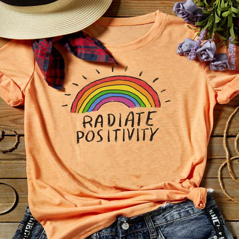 Rainbow print T-shirt Women 2019 Summer Tops Tee Shirt Female Casual O-neck Top Fashion Loose tshirt Letter Print camisetas
Rainbow print T-shirt Women 2019 Summer Tops Tee Shirt Female Casual O-neck Top Fashion Loose tshirt Letter Print camisetas
