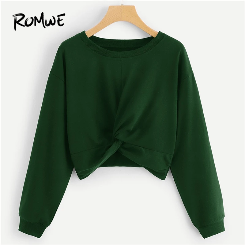 ROMWE Green Twist Solid Crop Sweatshirt Women Casual Spring Autumn Plain Clothing Tops Female Round Neck Long Sleeve Pullovers
ROMWE Green Twist Solid Crop Sweatshirt Women Casual Spring Autumn Plain Clothing Tops Female Round Neck Long Sleeve Pullovers