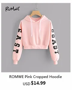romwe-ROMWE Pink Cropped Hoodie