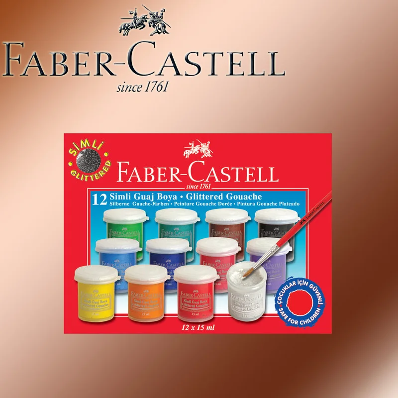 Оригинальный Faber Castell блестящая Гуашь 12 Цветов 12x15 мл Высокое качество Рисование
