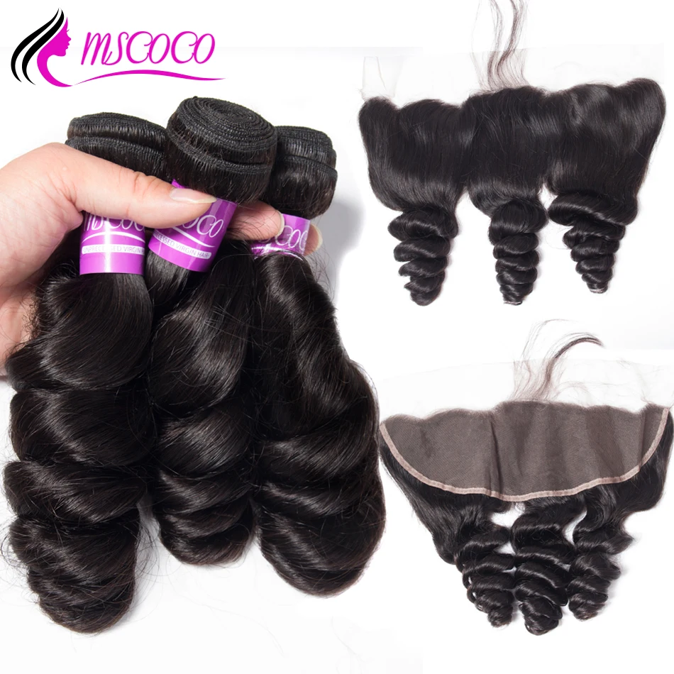 Brazilian Loose Wave Bundles With Closure Frontal With 3 Bundles Human Hair Weave Bundles With Closure 4 pcs Remy Mscoco Hair
Brazilian Loose Wave Bundles With Closure Frontal With 3 Bundles Human Hair Weave Bundles With Closure 4 pcs Remy Mscoco Hair