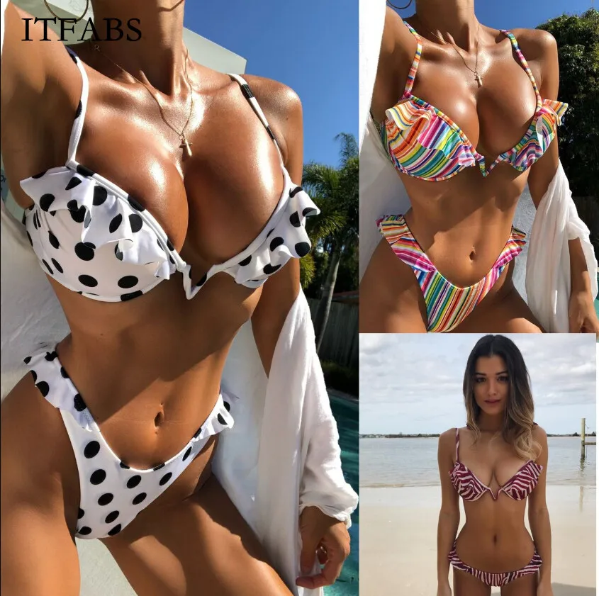 2019 Sexy Women Bikini Set Swimwear Newest Push Up Padded Swimsuit Summer Women Bathing Suit Dot Striped Printed Beach Outwear
2019 Sexy Women Bikini Set Swimwear Newest Push Up Padded Swimsuit Summer Women Bathing Suit Dot Striped Printed Beach Outwear