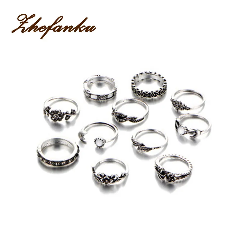 11pcs/set Boho Style Flower Leaves Rings Sun Moon Hollow Rings Set For Women Vintage Bohemian Beach Punk Jewelry
11pcs/set Boho Style Flower Leaves Rings Sun Moon Hollow Rings Set For Women Vintage Bohemian Beach Punk Jewelry