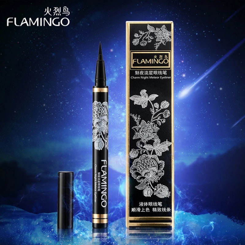 Free Shipping FLAMINGO Brand Eyeliner Beauty smooth water-resistance smudge-shield jet black volumizing liquid eyeliner 12006 |