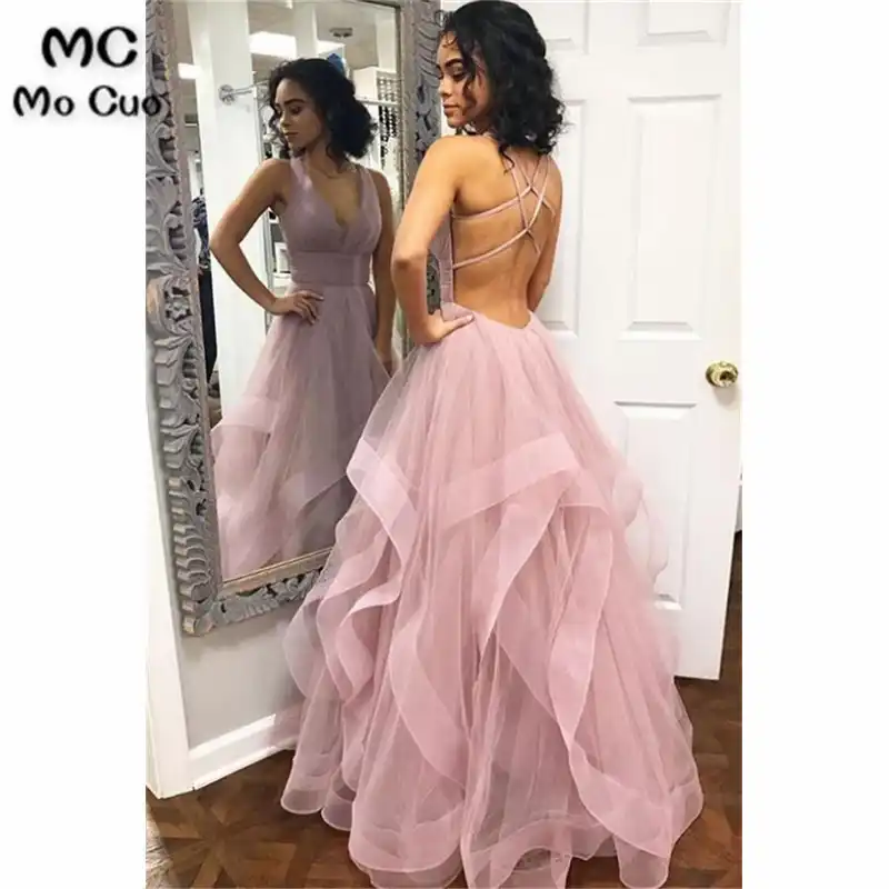 v neck graduation dress