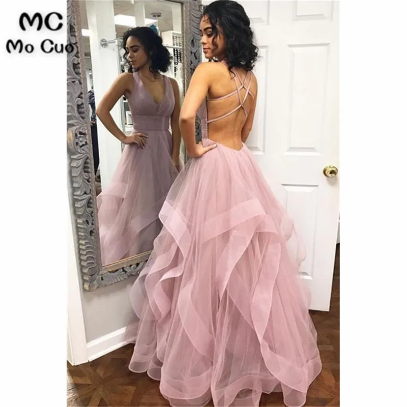 2019 Backless Prom Evening Dress Long Deep V Neck 8th Graduation Dress School Dance Dress Ruffles Prom Dresses for women
2019 Backless Prom Evening Dress Long Deep V Neck 8th Graduation Dress School Dance Dress Ruffles Prom Dresses for women
