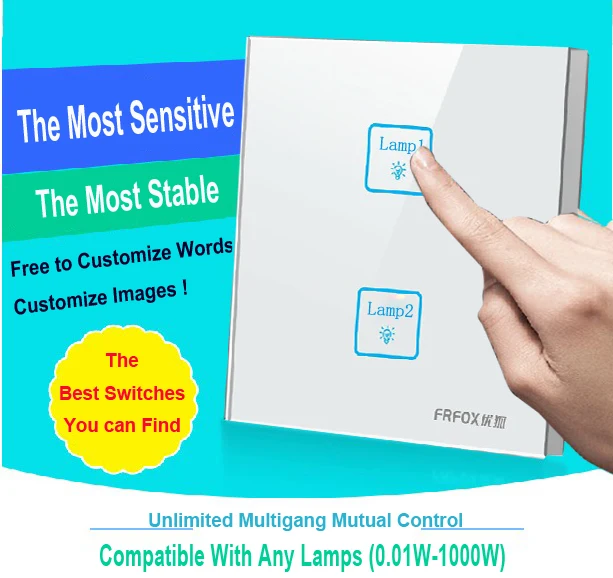 2 gang 2 way White,DIY touch wall switch,Customize Buttons LED micro light switch Compatiable with any lamps Free Shipping
2 gang 2 way White,DIY touch wall switch,Customize Buttons LED micro light switch Compatiable with any lamps Free Shipping