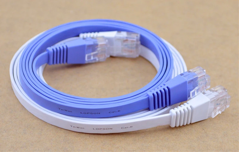 

BFMore NEW 1M/3FT 2M/6.6FT 3M/10FT 5M/16FT CAT6 Flat UTP Ethernet Network Cable RJ45 Patch LAN Cord White/Blue