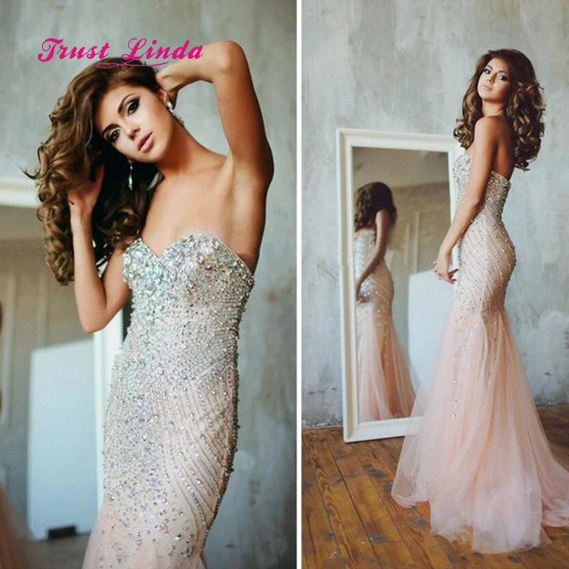 Luxury Pink Formal Dress Off The Shoulder Sweetheart Floor Length Mermaid Crystal Beaded Women Party Wedding | Свадьбы и торжества