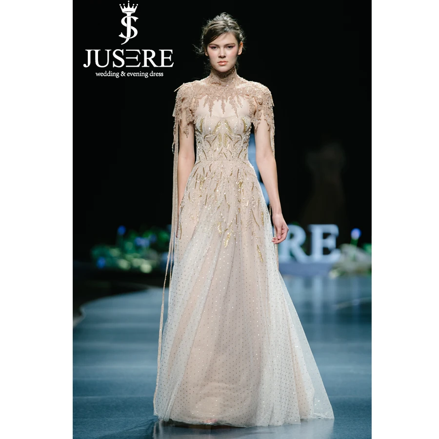 JUSERE 2019 SS FASHION SHOW Hight Collar Cap Sleeve Long Evening Dress Formal Party Gowns Vestido de festa longo Robe De Soiree
JUSERE 2019 SS FASHION SHOW Hight Collar Cap Sleeve Long Evening Dress Formal Party Gowns Vestido de festa longo Robe De Soiree