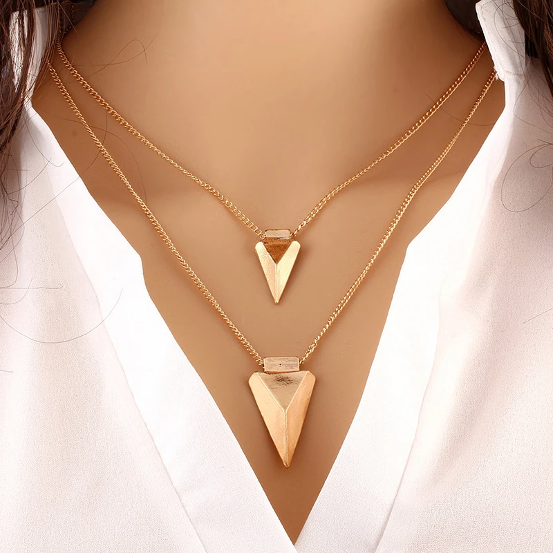 Fashion Jewelry Gold Color 2 Layer Chain Necklaces For Women Triangle Round Long Pendant Necklaces Wholesale Free Shipping VP524
Fashion Jewelry Gold Color 2 Layer Chain Necklaces For Women Triangle Round Long Pendant Necklaces Wholesale Free Shipping VP524