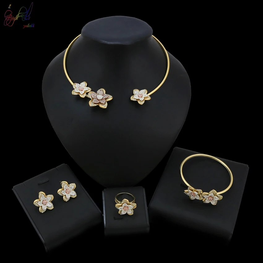 Yulaili 2019 New Arrival Dubai Rose Gold Color Flower Graceful Necklace Bracelet Earring Ring Jewellery Jewelry Set For Women
Yulaili 2019 New Arrival Dubai Rose Gold Color Flower Graceful Necklace Bracelet Earring Ring Jewellery Jewelry Set For Women