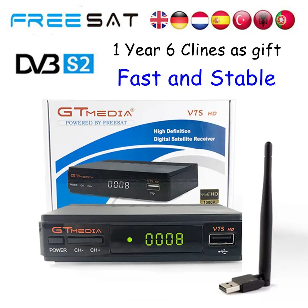 GTMedia V7S HD Digital Satellite Receiver DVB-S2 V7S HD Full 1080P+USB WIFI with 1 Year Cline CCCam Upgrade Freesat V7 HD PK V8
GTMedia V7S HD Digital Satellite Receiver DVB-S2 V7S HD Full 1080P+USB WIFI with 1 Year Cline CCCam Upgrade Freesat V7 HD PK V8