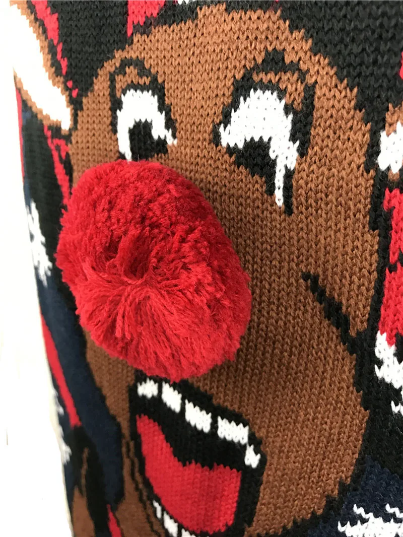 Funny Ugly Christmas Sweaters for Men and Women Santa Claus Riding Rudolph the Red Nose Reindeer Pattern Xmas Pullover 8
