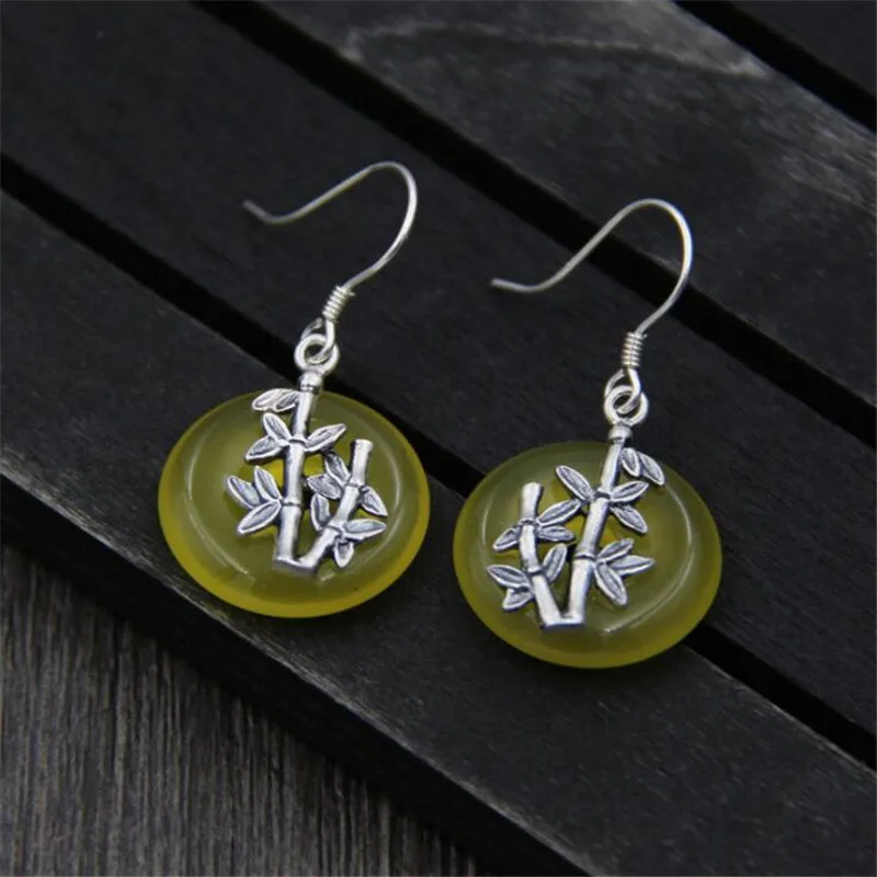 Real 925 Sterling Silver Drop Earrings Yellow Jade Stone Bamboo Leaf Dangle Earrings For Women Handmade Fine Quality Jewelry
Real 925 Sterling Silver Drop Earrings Yellow Jade Stone Bamboo Leaf Dangle Earrings For Women Handmade Fine Quality Jewelry