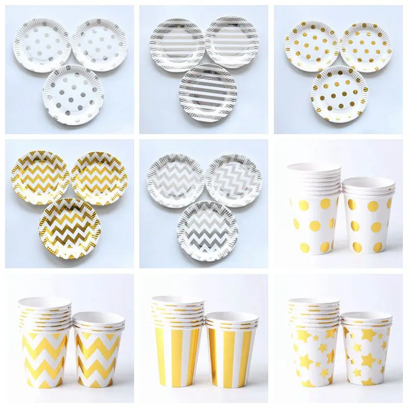 10pcs Gilding High-end Disposable Tableware Set Striped Dot Wave Paper Plates Cup Party Wedding Baby Shower Tableware Supplies
10pcs Gilding High-end Disposable Tableware Set Striped Dot Wave Paper Plates Cup Party Wedding Baby Shower Tableware Supplies