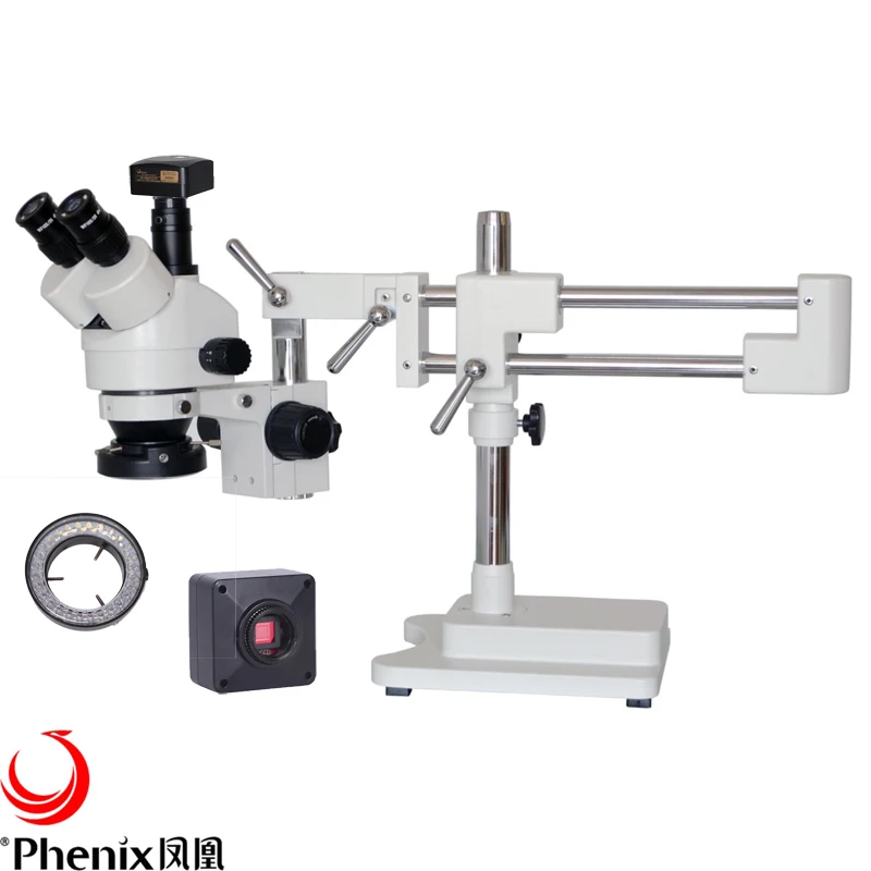 Phenix 7X-45X Stereo Zoom Trinocular Microscope for Mobile Phone Repair PCB Industrial 5MP Digital Camera
Phenix 7X-45X Stereo Zoom Trinocular Microscope for Mobile Phone Repair PCB Industrial 5MP Digital Camera