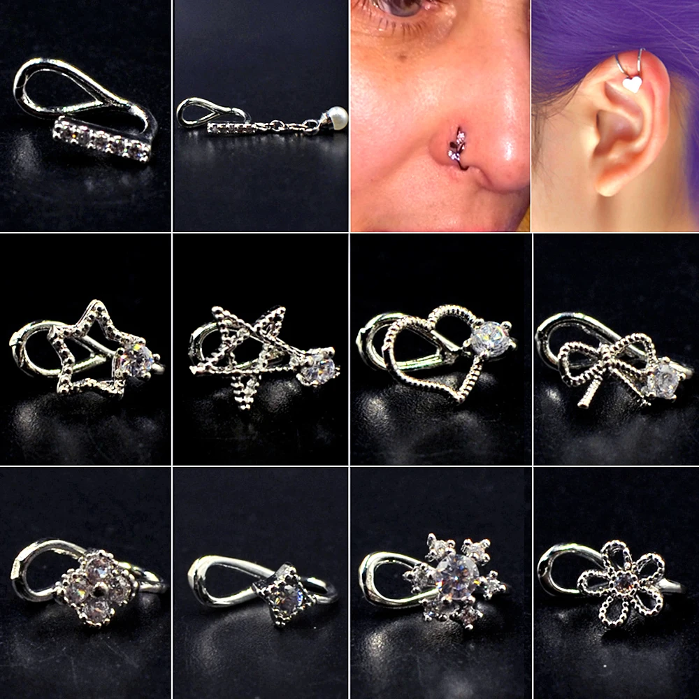 Zircon Star Flower Top Ear Clasp Ear Clip Faux Piercing Non Piercing Earring Gem Flower Fake Nose Ring Septum Clicker Jewelry
Zircon Star Flower Top Ear Clasp Ear Clip Faux Piercing Non Piercing Earring Gem Flower Fake Nose Ring Septum Clicker Jewelry