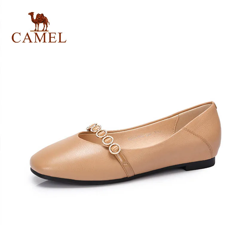 

CAMEL Women Simple Casual Single Mary Janes Shoes Ladies Genuine Leather Shallow Buckle Low Pumps Female Elegant Fairy Shoes