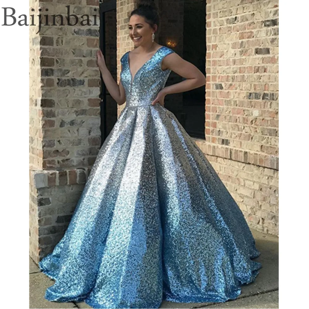 Baijinbai Princess Ombre Sequins Prom Pageant Dresses V-neck Cap Sleeve Evening Ball Gown Quinceanera Party Dress Contrast Color
Baijinbai Princess Ombre Sequins Prom Pageant Dresses V-neck Cap Sleeve Evening Ball Gown Quinceanera Party Dress Contrast Color