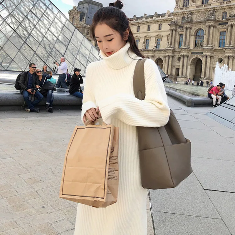 2018 Autumn Winter New Women Turtleneck Long Sweater Dress White Black Loose Large Size Long Sleeved Knit Sweater Dress LQ99
2018 Autumn Winter New Women Turtleneck Long Sweater Dress White Black Loose Large Size Long Sleeved Knit Sweater Dress LQ99