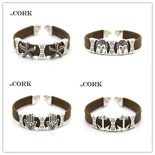Cork jewelry cork bracelet for women natural cork with Hand, starfish, spear, Buddha head, rudder bracelet ,BR-259-263
Cork jewelry cork bracelet for women natural cork with Hand, starfish, spear, Buddha head, rudder bracelet ,BR-259-263