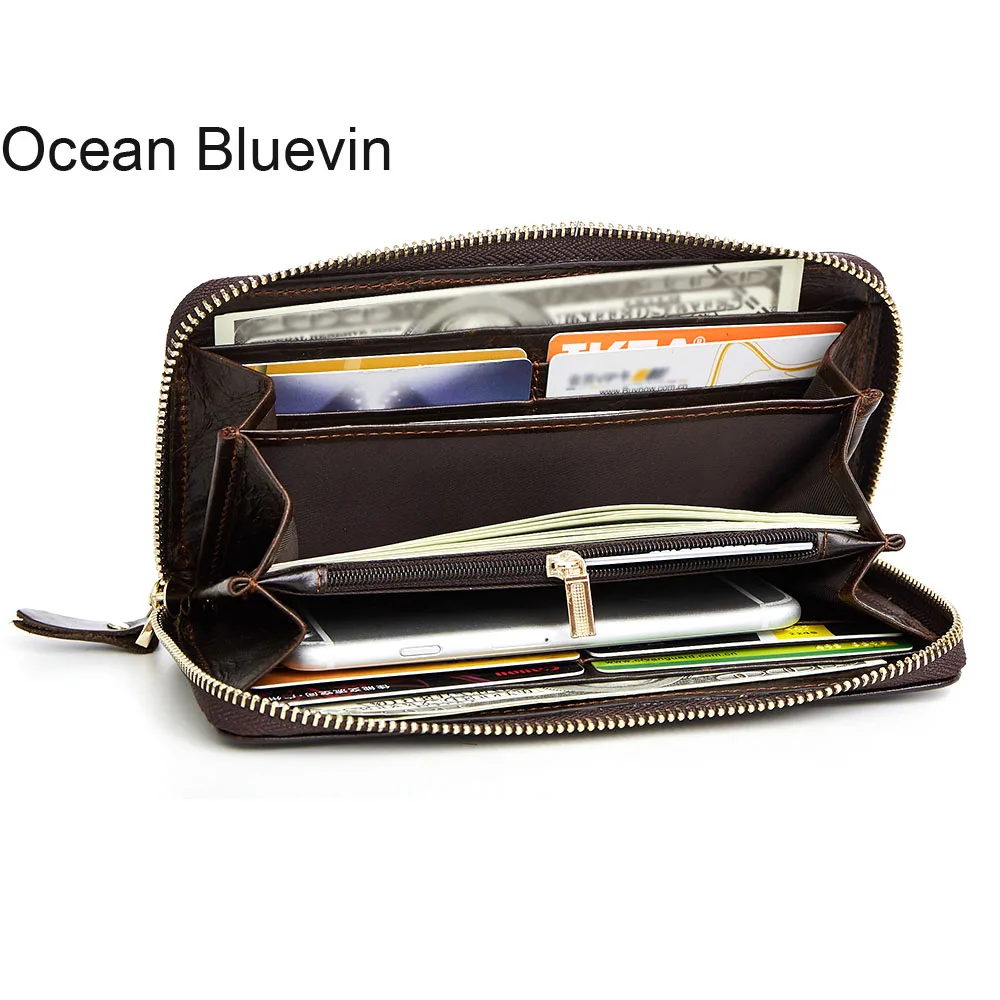 OCEAN bluewin Новый мужской длинный кошелек из натуральной кожи клатч портмоне