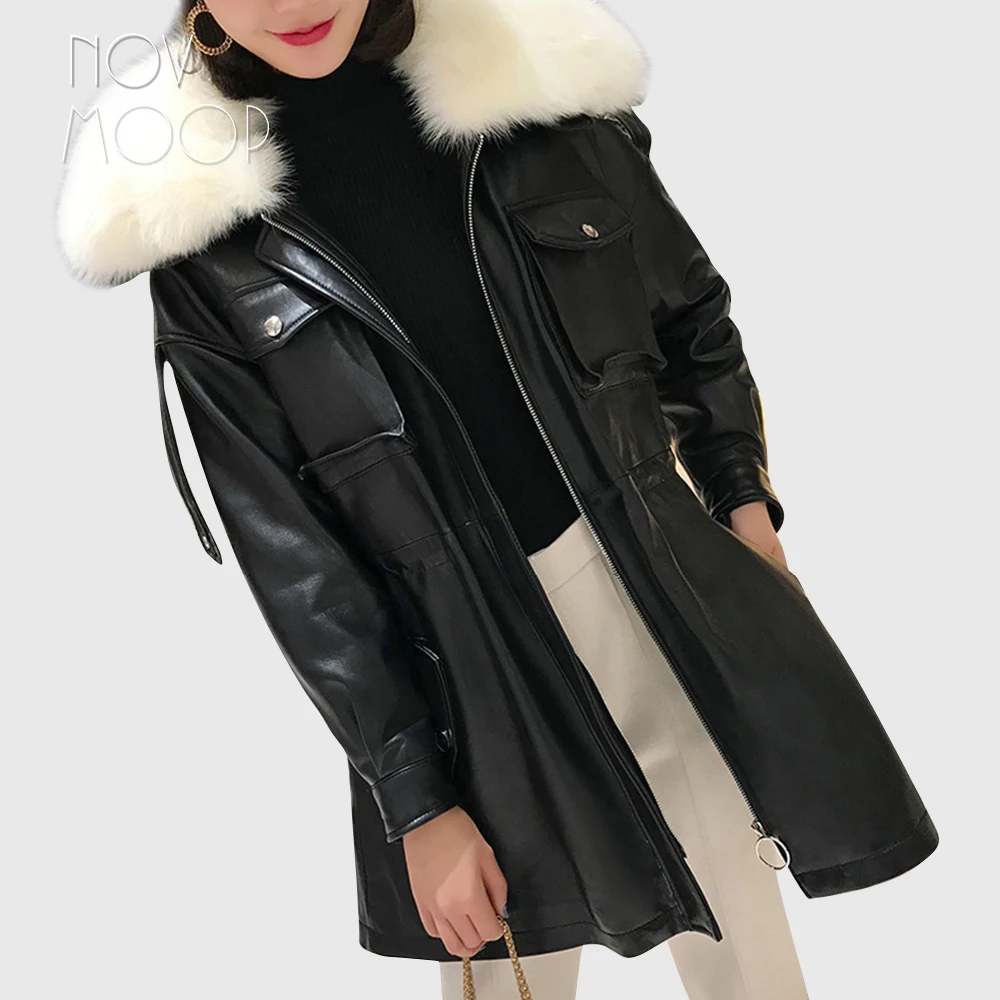 Winter women real fox fur collar genuine leather lambskin duck down coats jackets front patch pockets tie waist outwear LT2458
Winter women real fox fur collar genuine leather lambskin duck down coats jackets front patch pockets tie waist outwear LT2458