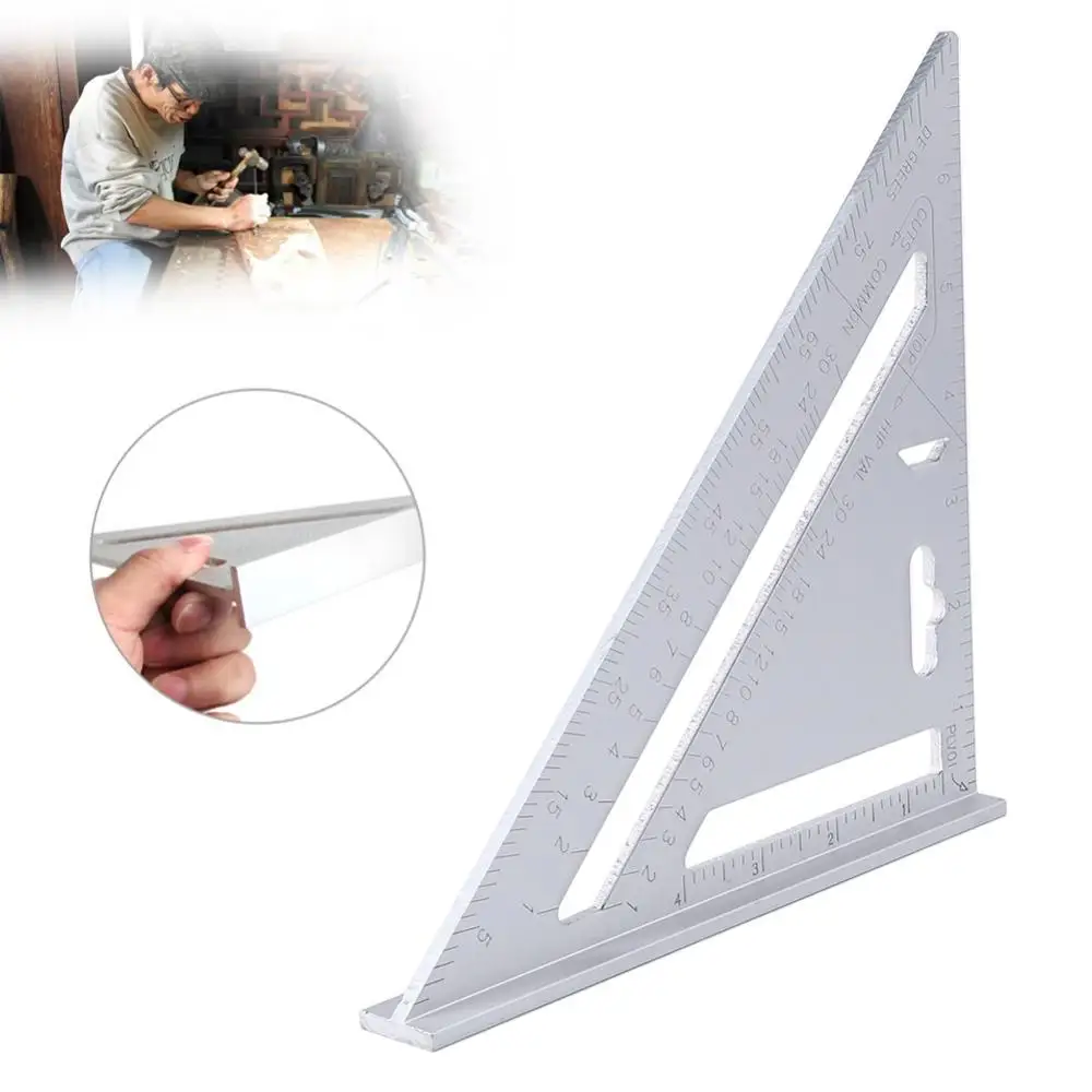 7inch Silver Aluminum Alloy Speed Square Roofing Triangle Angle Protractor Carpenter's Measuring Layout Tool Measuring Ruler
7inch Silver Aluminum Alloy Speed Square Roofing Triangle Angle Protractor Carpenter's Measuring Layout Tool Measuring Ruler