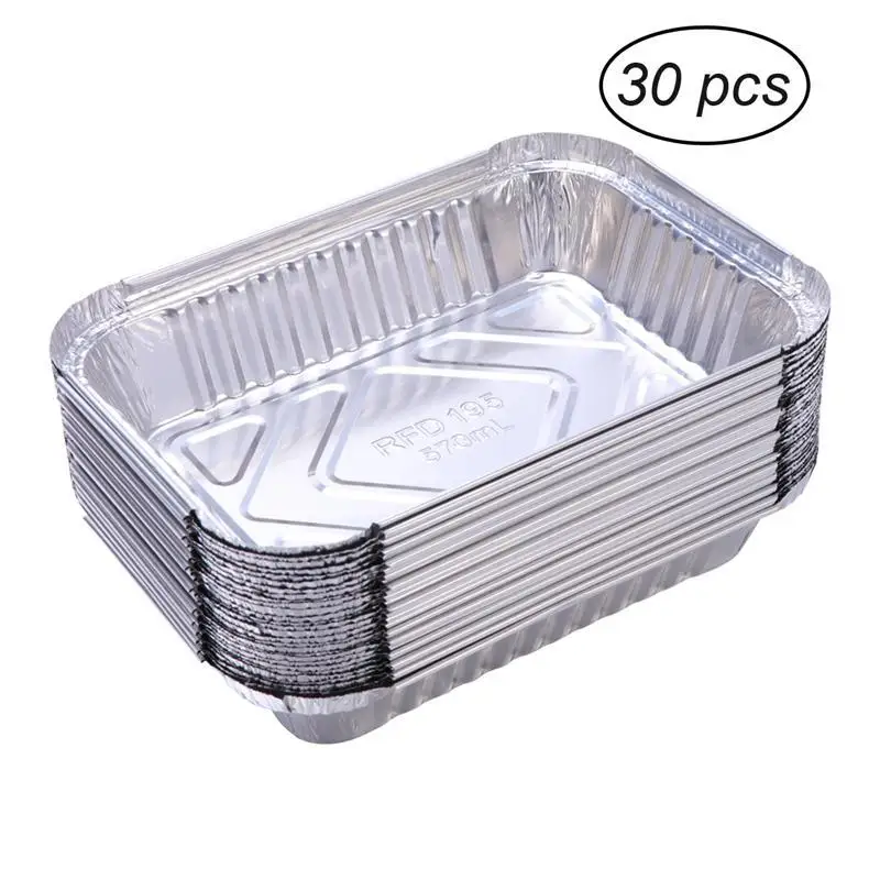 

30pcs 570ml Disposable BBQ Drip Pan Tray Aluminum Foil Tin Liners for Grease Catch Pans Replacement Liner Trays Without Cover