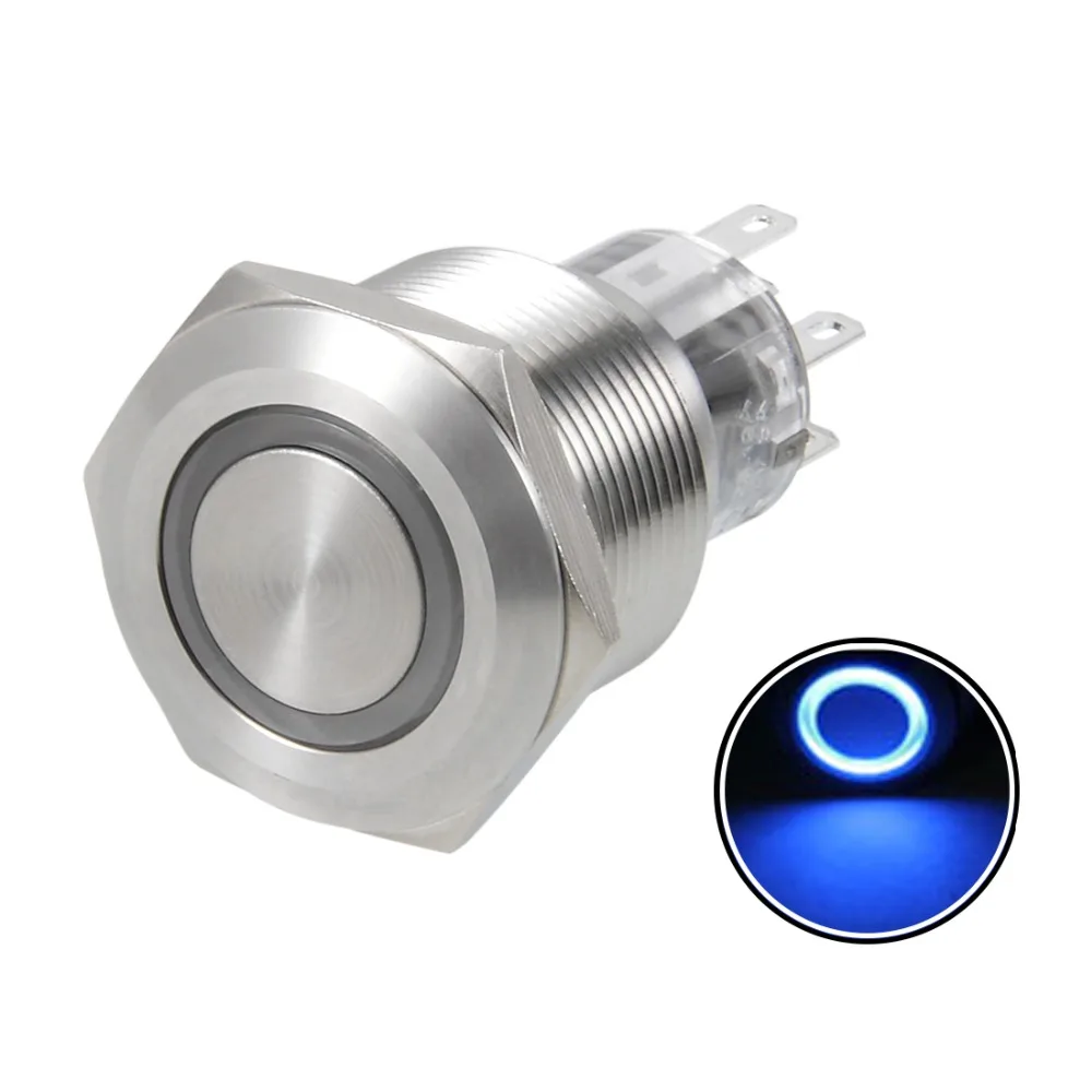 UXCELL Momentary Metal Push Button Switch 22mm Mounting Dia DPDT 2NO 2NC 24V Switch Accessories Red Blue LED Light Silver Tone
UXCELL Momentary Metal Push Button Switch 22mm Mounting Dia DPDT 2NO 2NC 24V Switch Accessories Red Blue LED Light Silver Tone
