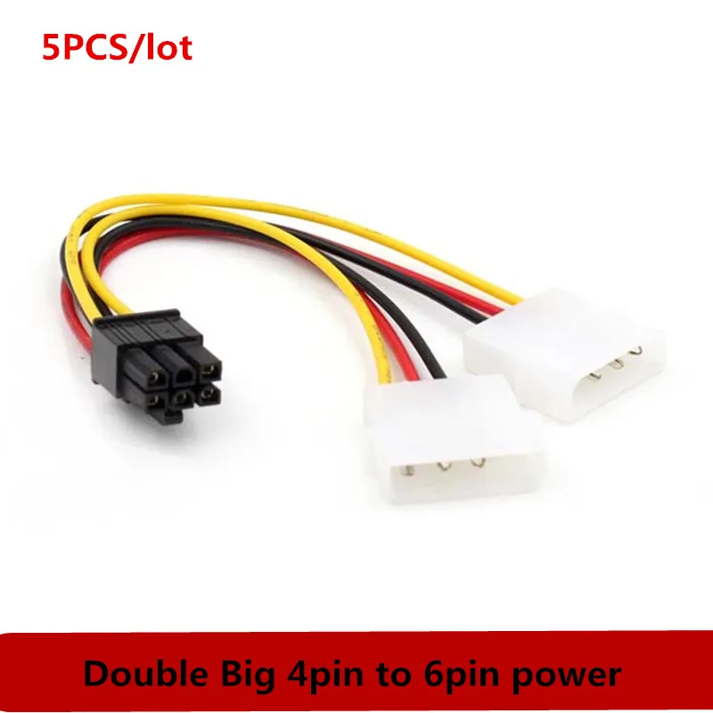 5 шт./лот двойной большой 4pin до 6pin кабель адаптера питания PCI-E видеокарта внешний