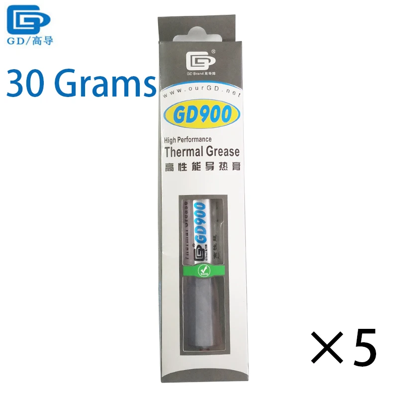 GD900 Thermal Conductive Grease Paste Silicone Plaster Heat Sink Compound 5 Pieces Net Weight 30 Grams High Performance BX30
GD900 Thermal Conductive Grease Paste Silicone Plaster Heat Sink Compound 5 Pieces Net Weight 30 Grams High Performance BX30