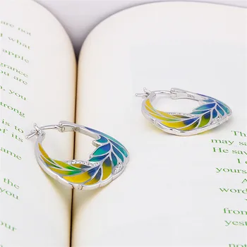 Buyee 100% 925 Sterling Silver Fashion Earrings Colorful Wheat Leaves Hoop Earring for Women Fashion Rock Punk Hip-hop Jewelry
Buyee 100% 925 Sterling Silver Fashion Earrings Colorful Wheat Leaves Hoop Earring for Women Fashion Rock Punk Hip-hop Jewelry