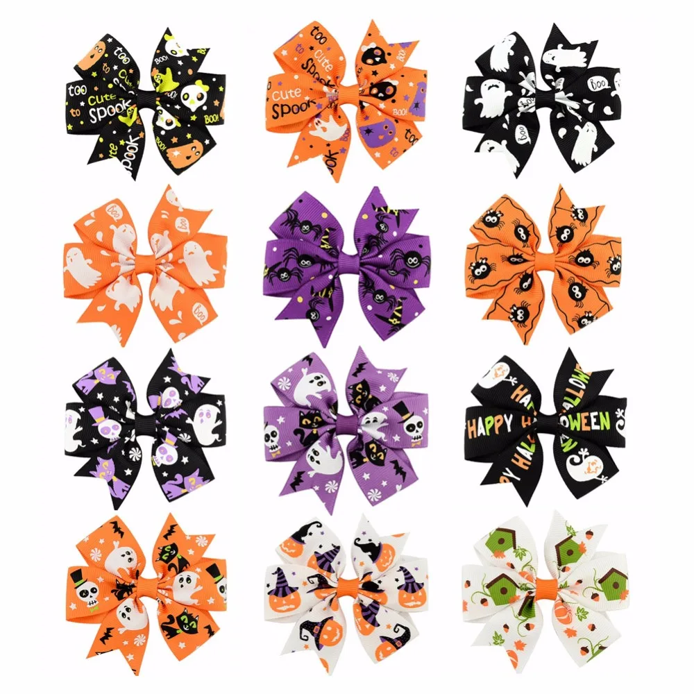 Заколки для волос в виде тыквы 12 цветов 1 шт.|hair pin accessories|grosgrain ribbon bowsribbon bow |