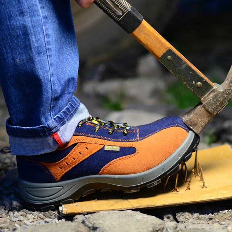 Рабочие ботинки конструкции Мужская Уличная рабочая обувь со стальной вставкой