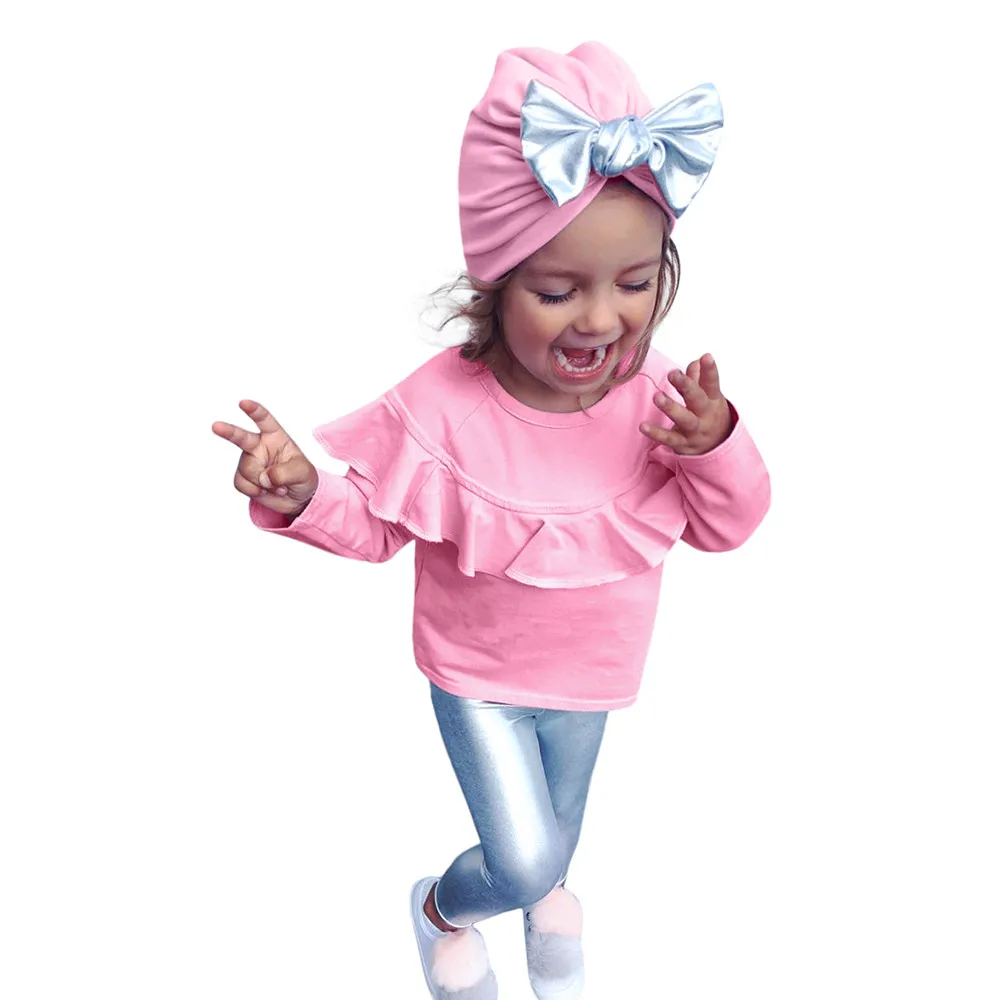 2019 Clothing Set Long Sleeve Tops Sweatshirt Ruffles T-Shirts Pants Hat Bow 3pcs Outfits 12M-4T Infant Baby Girl Clothes Sets
2019 Clothing Set Long Sleeve Tops Sweatshirt Ruffles T-Shirts Pants Hat Bow 3pcs Outfits 12M-4T Infant Baby Girl Clothes Sets