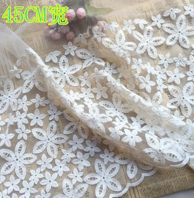 2 Meters Embroidered Lace Fabric Off White Wide Organza Floral Africa Lace Fabrics Lace Trims Mesh for Garment Accessories 45cm
2 Meters Embroidered Lace Fabric Off White Wide Organza Floral Africa Lace Fabrics Lace Trims Mesh for Garment Accessories 45cm