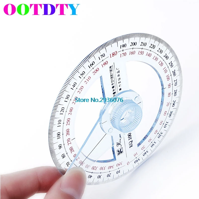 Plastic 360 Degree Protractor Ruler Angle Finder Swing Arm School Office MY5_10